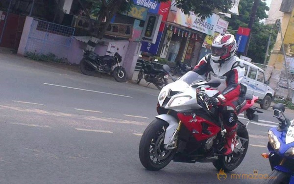 Ajitha With New BMW Bike