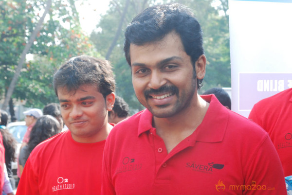 Karthi Flags Off O2 Car Rally For The Blind Event 