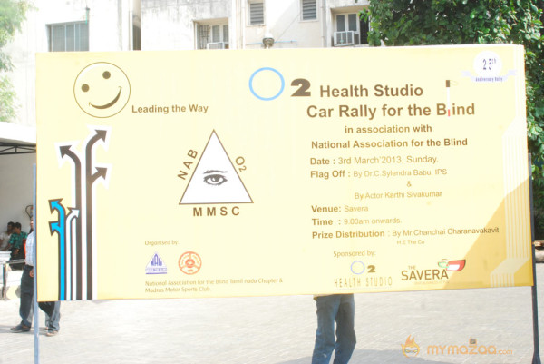 Karthi Flags Off O2 Car Rally For The Blind Event 