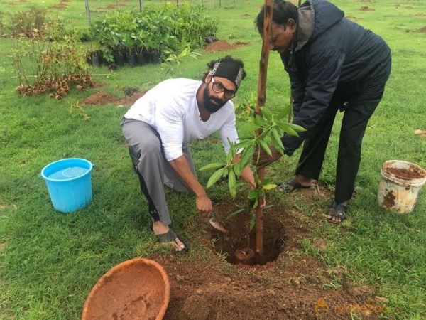 Rana Daggubati planted saplings at Nanakramguda as a part of Haritha Haram