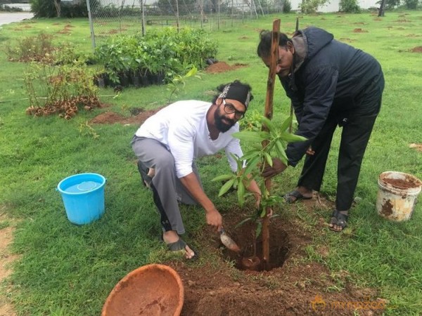 Rana Daggubati planted saplings at Nanakramguda as a part of Haritha Haram