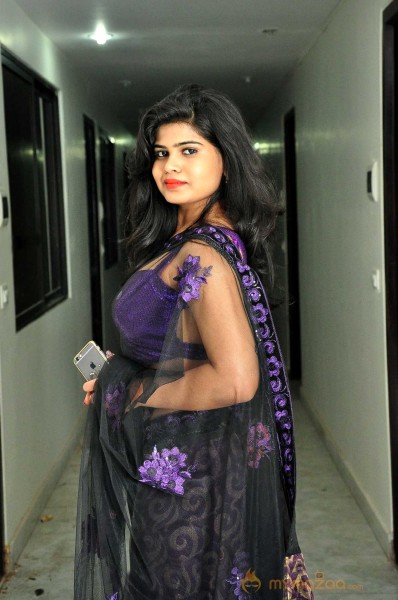  Alekhya Violet Color Half Saree Stills 