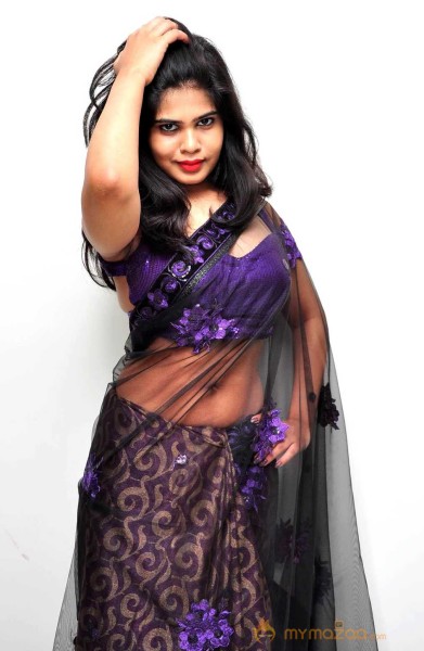  Alekhya Violet Color Half Saree Stills 