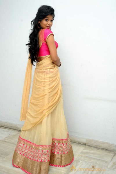  Bhavya Sri Cream Color Half Saree Pics 