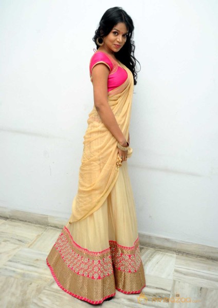  Bhavya Sri Cream Color Half Saree Pics 