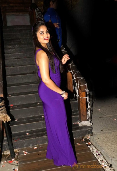  Madhavi Latha Royal Purple Dress Pics 