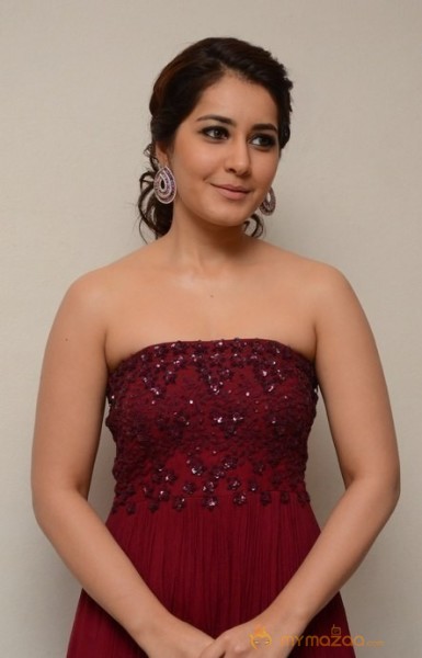 Raashi Khanna Hot Maroon Dress Glam Pics