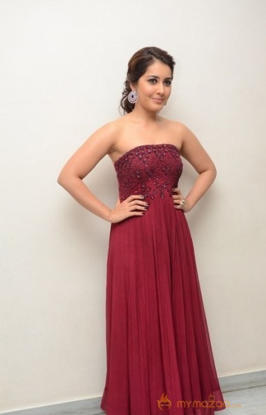 Raashi Khanna Hot Maroon Dress Glam Pics