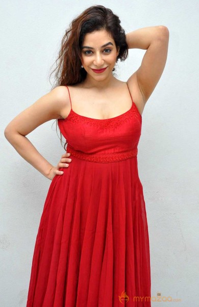  Surabhi Red Color Cami Slip Dress Photo Shoot 