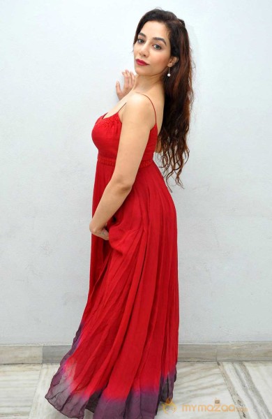  Surabhi Red Color Cami Slip Dress Photo Shoot 