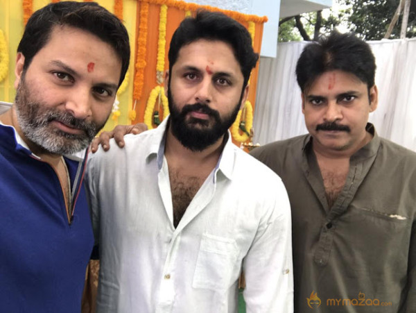 Nithin, Pawan Kalyan,Trivikram New movie Launch Photos