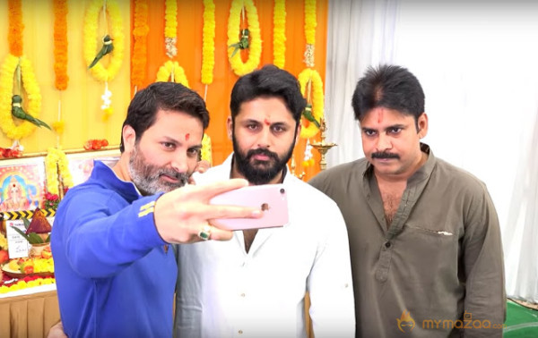 Nithin, Pawan Kalyan,Trivikram New movie Launch Photos