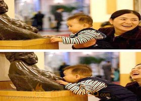 Funny thirsty toddler
