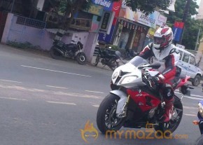 Ajitha With New BMW Bike photo 4