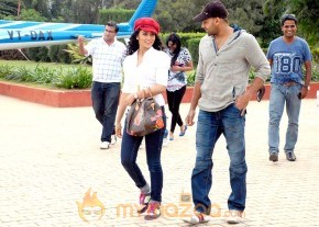 Arya Shriya in Helicopter