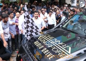 Suriya Flagged off  historical journey of Ghibran from ‪#‎Chennai2Singapore‬ photo 2