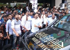 Suriya Flagged off  historical journey of Ghibran from ‪#‎Chennai2Singapore‬ photo 4