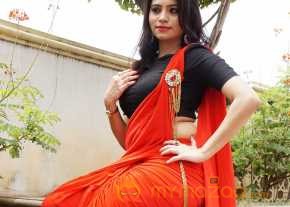 Priyanka Ramana Red Saree Pics photo 11