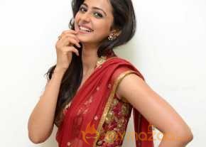 Rakul Preet Singh Red Saree Pics