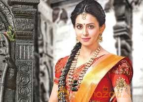 Rakul Preet Singh Red Saree Pics photo 7