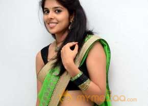  Shravya Beautiful In Green Saree Pics  photo 6