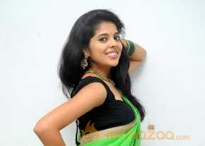  Shravya Beautiful In Green Saree Pics  photo 4