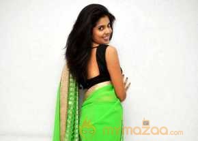  Shravya Beautiful In Green Saree Pics  photo 8