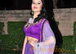 Srimukhi Photoshoot On Purple Midi Skirt