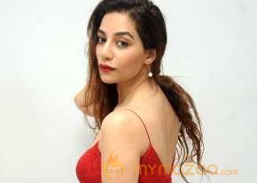 Surabhi Red Color Cami Slip Dress Photo Shoot